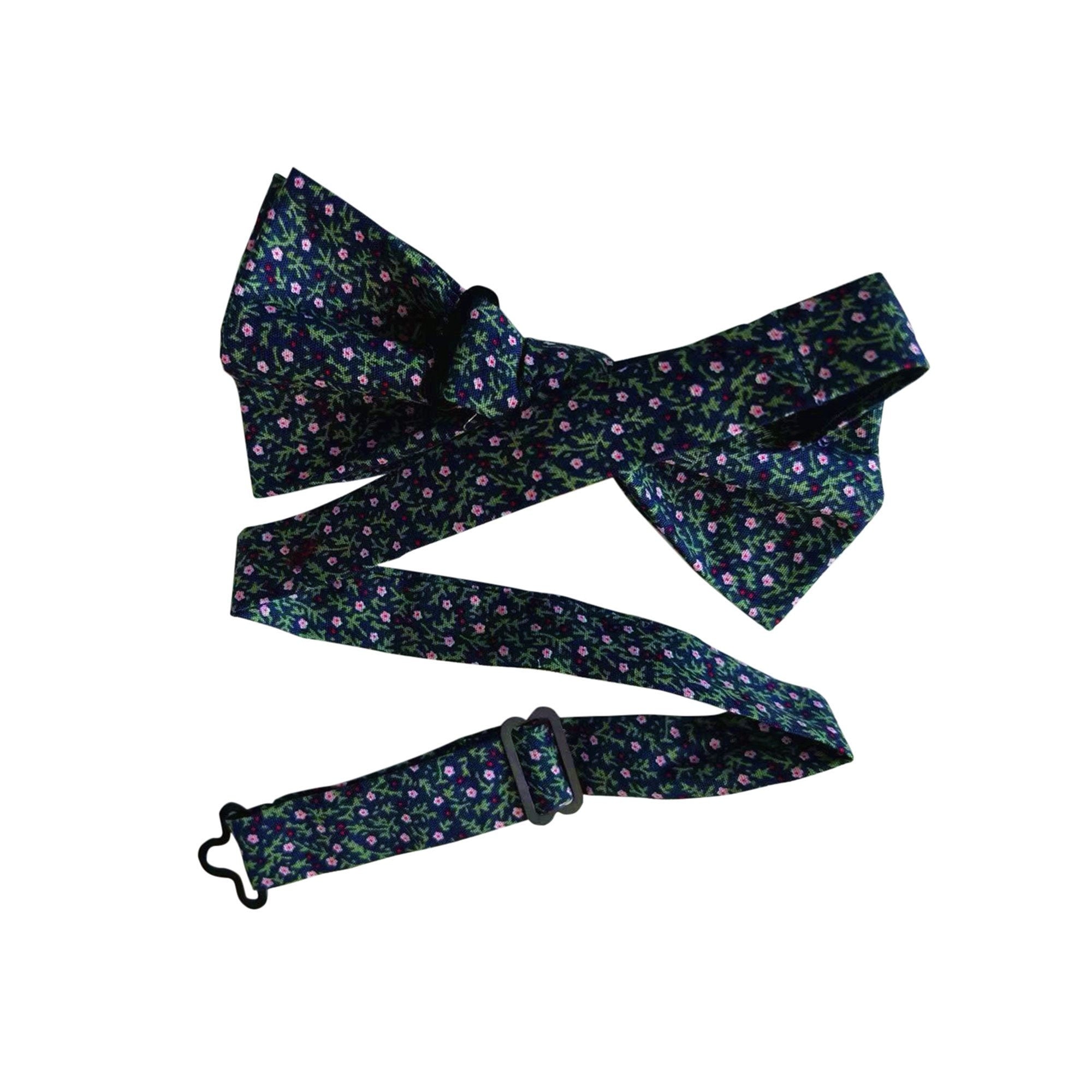 Midnight Blue Floral Pre-tied Bow Tie