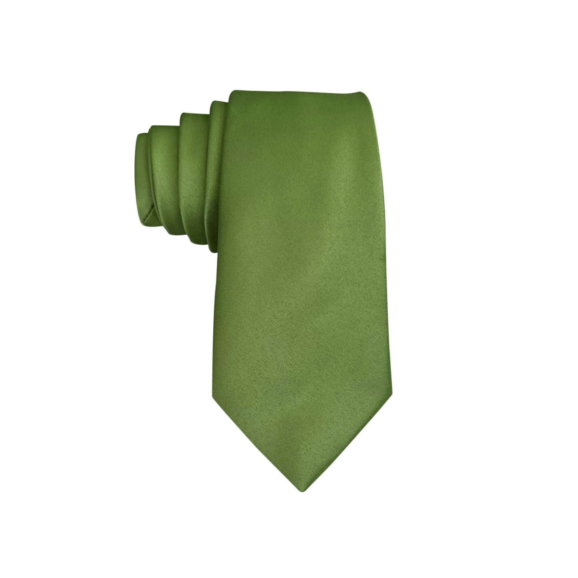 Dark Sage Green Satin Necktie