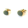 Sage Green Gold Cotton Cufflinks