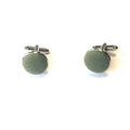 Sage Green Cotton Silver Cufflinks