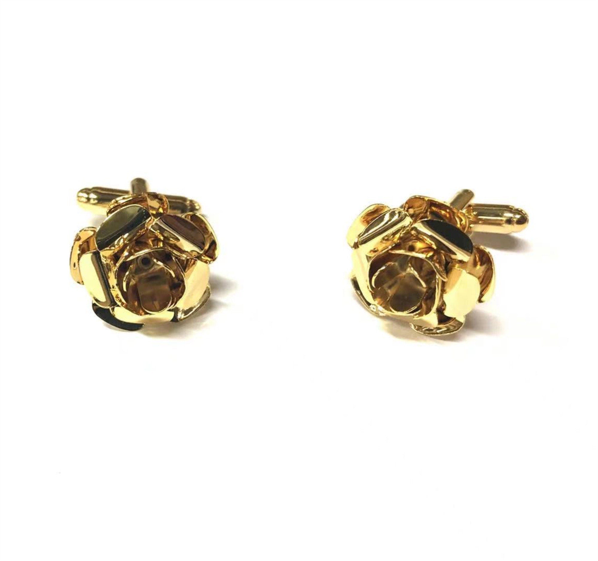 Gold Rose Flower Cufflinks
