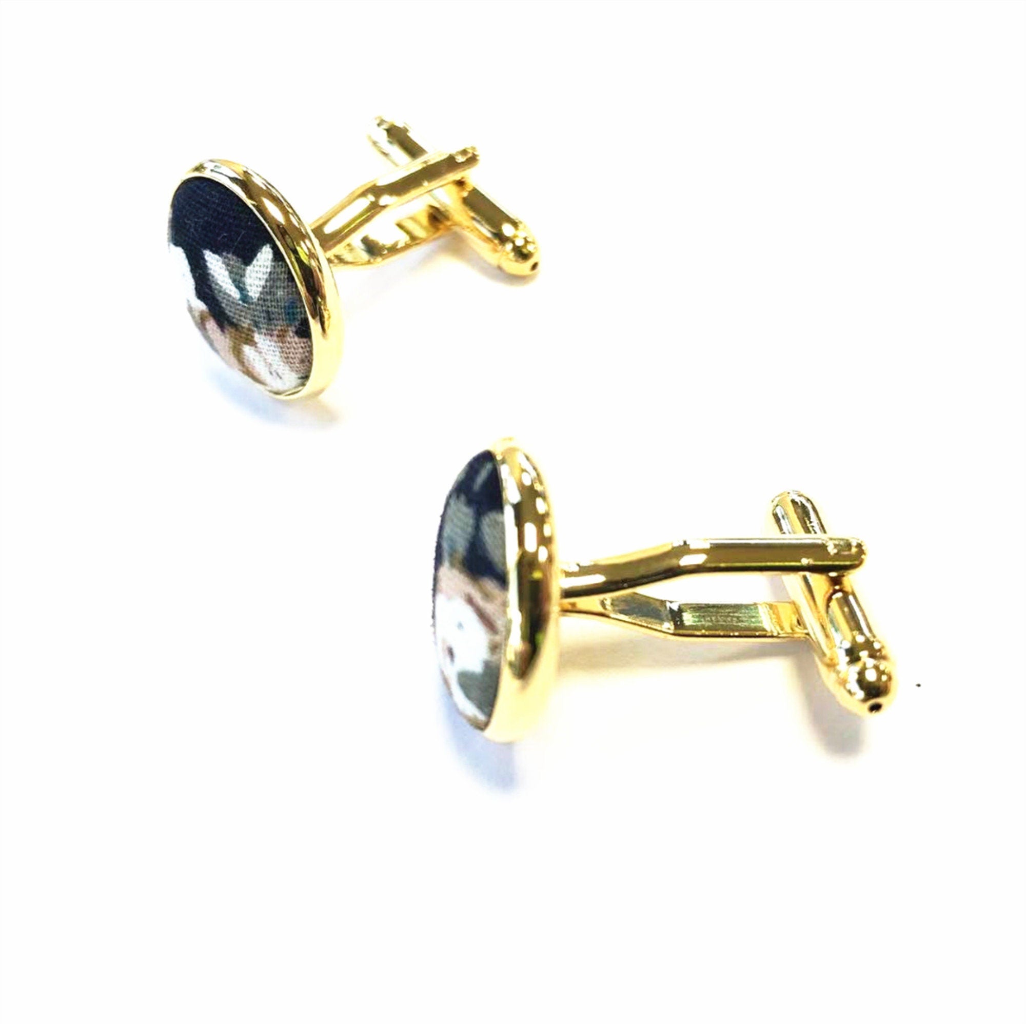 Midnight Floral Gold Cufflinks