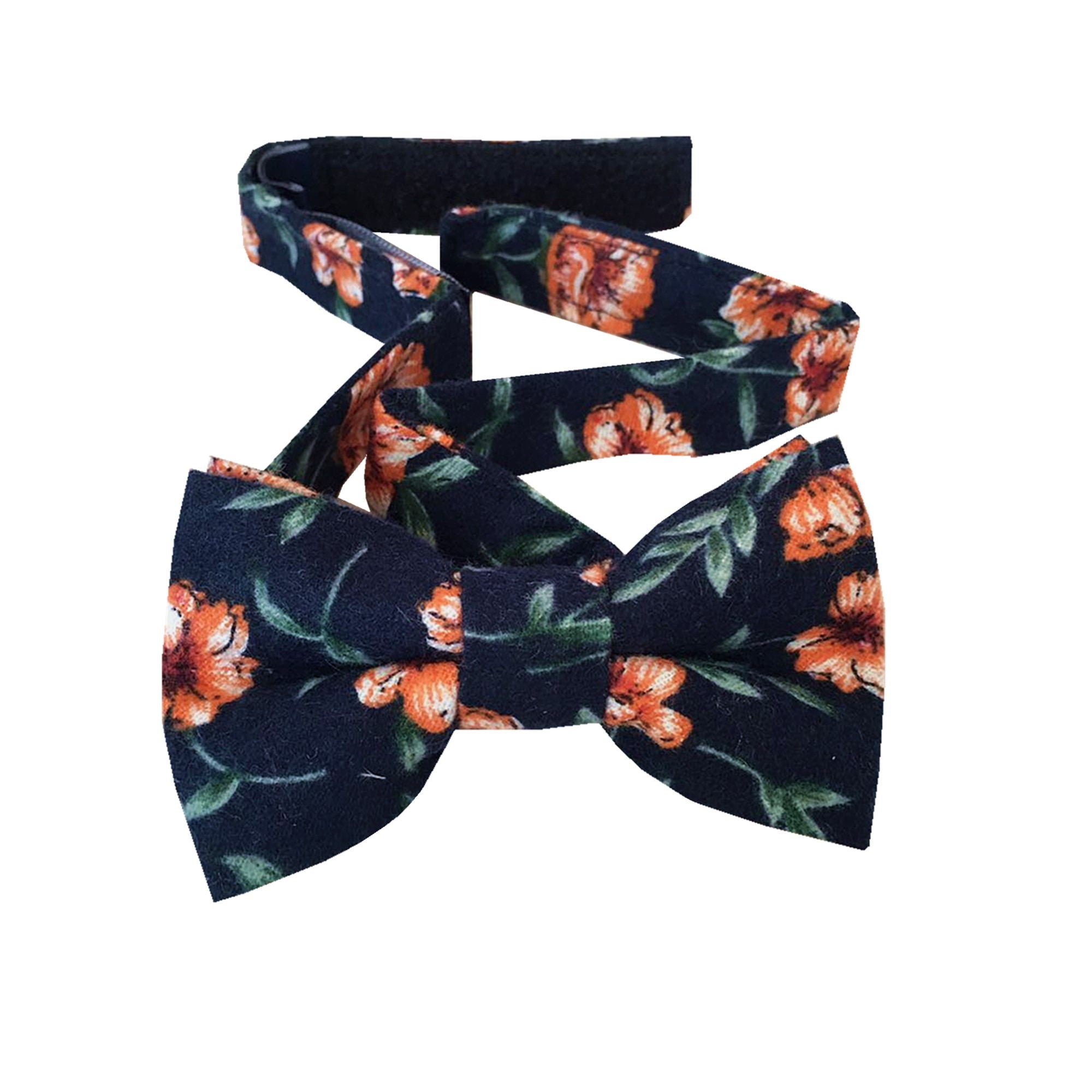 Midnight Orange Floral Kids Bow Tie