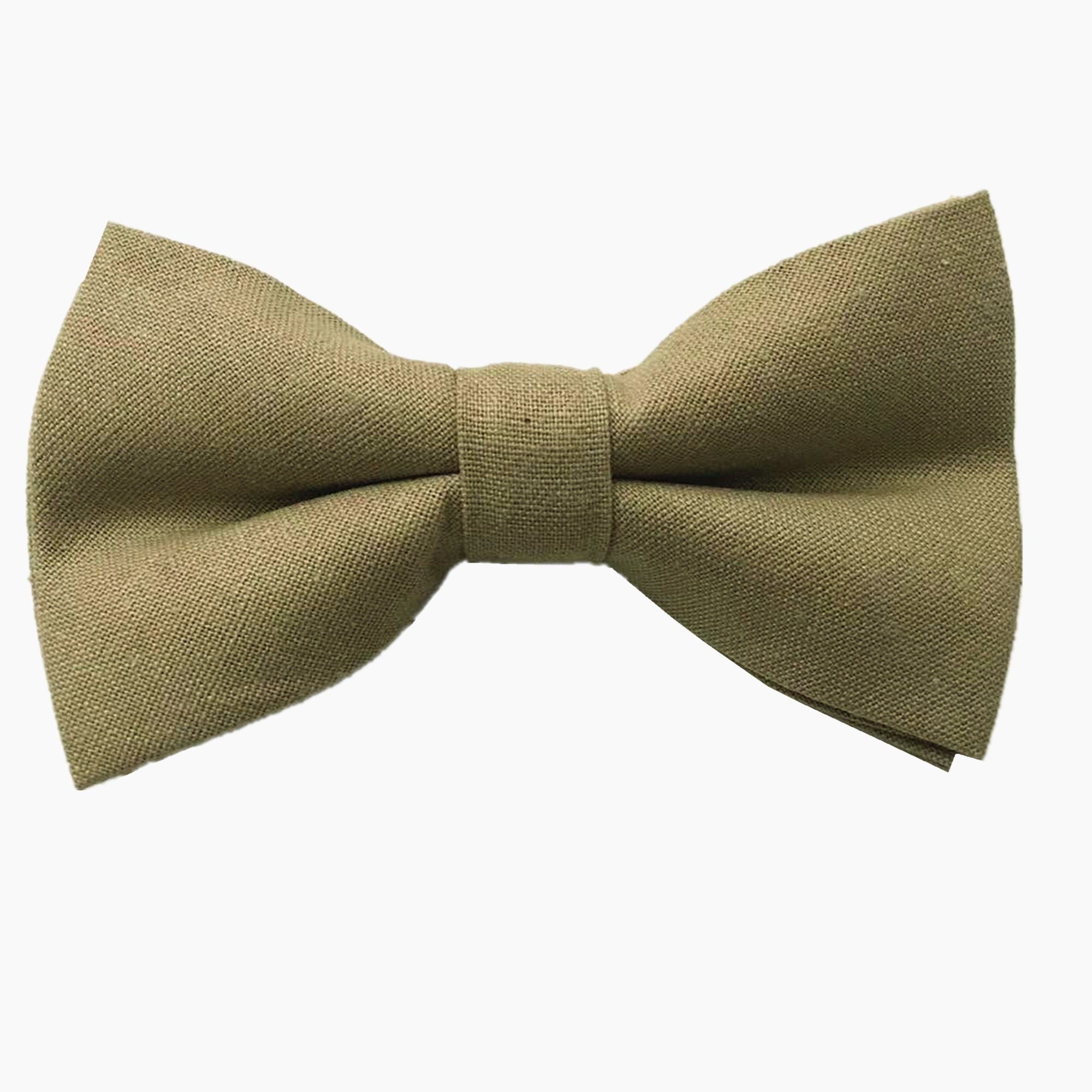 Khaki Linen Pre-tied Bow Tie