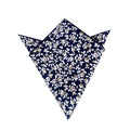White Brown Floral On Navy Pocket Square