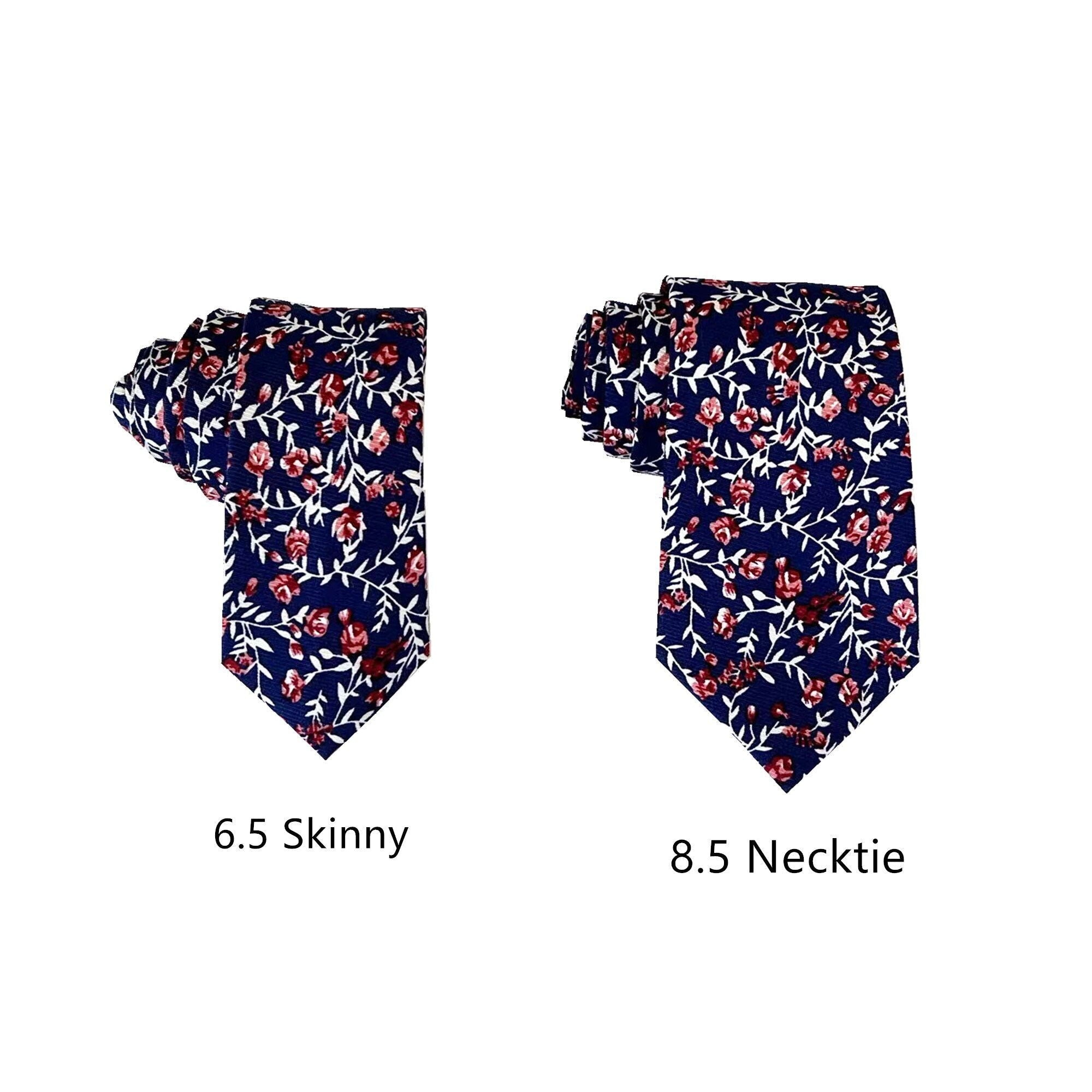 Navy Burgundy Floral Necktie