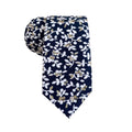 White Brown Floral On Navy Necktie
