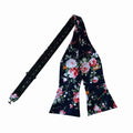 Navy Pink White Floral Self-tied Bow Tie
