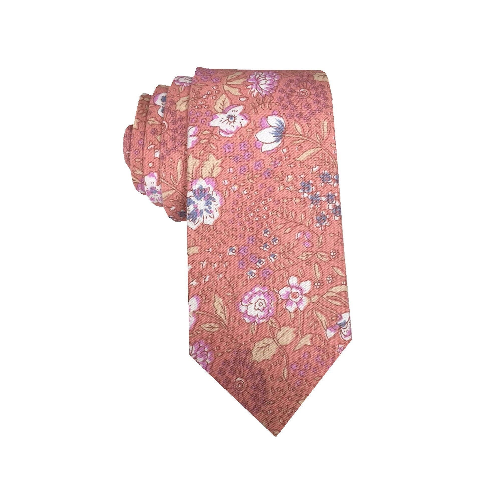 Nude Pink Floral Necktie