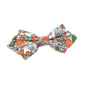Orange Green &White Floral Pre-tied Diamond Bow Tie