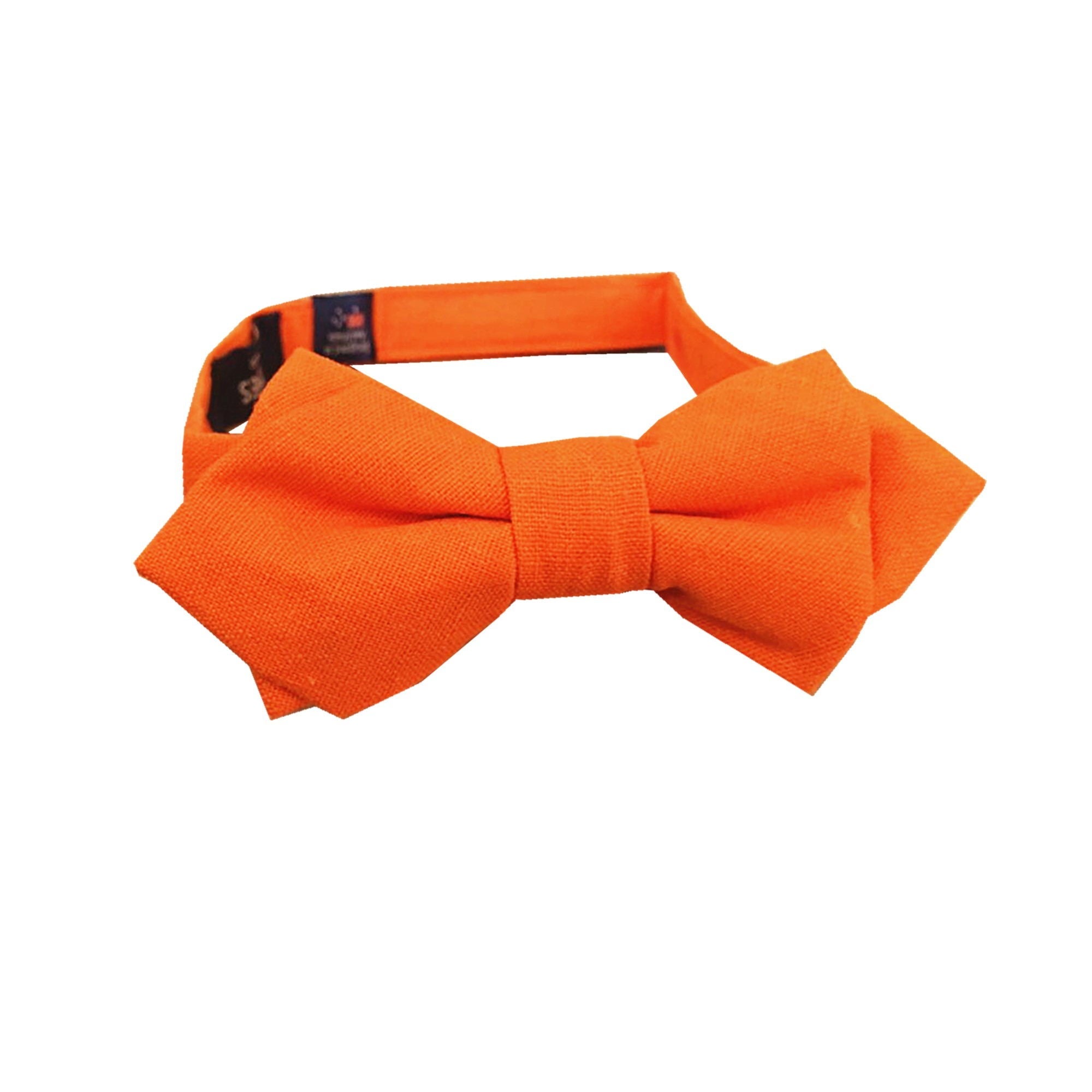 Orange Linen Kids Diamond Bow Tie