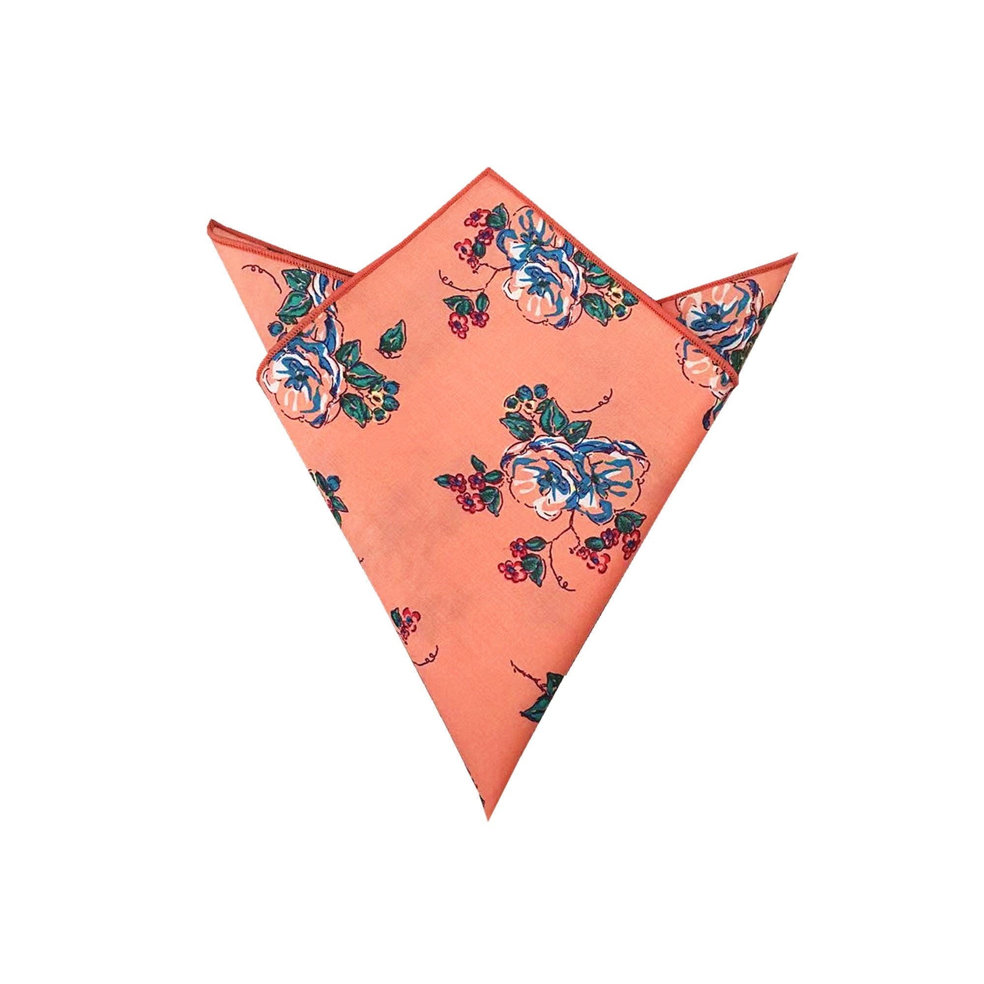 Peach Floral Pocket Square