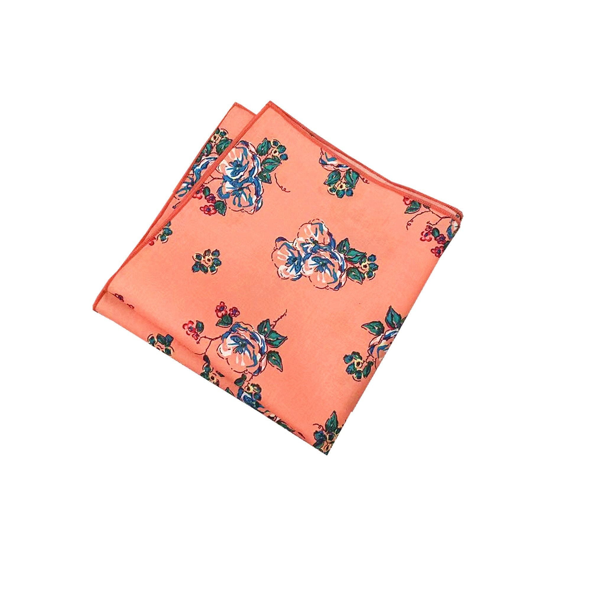 Peach Floral Pocket Square