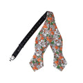 Orange Green &White Floral Self-tied Tip Bow Tie