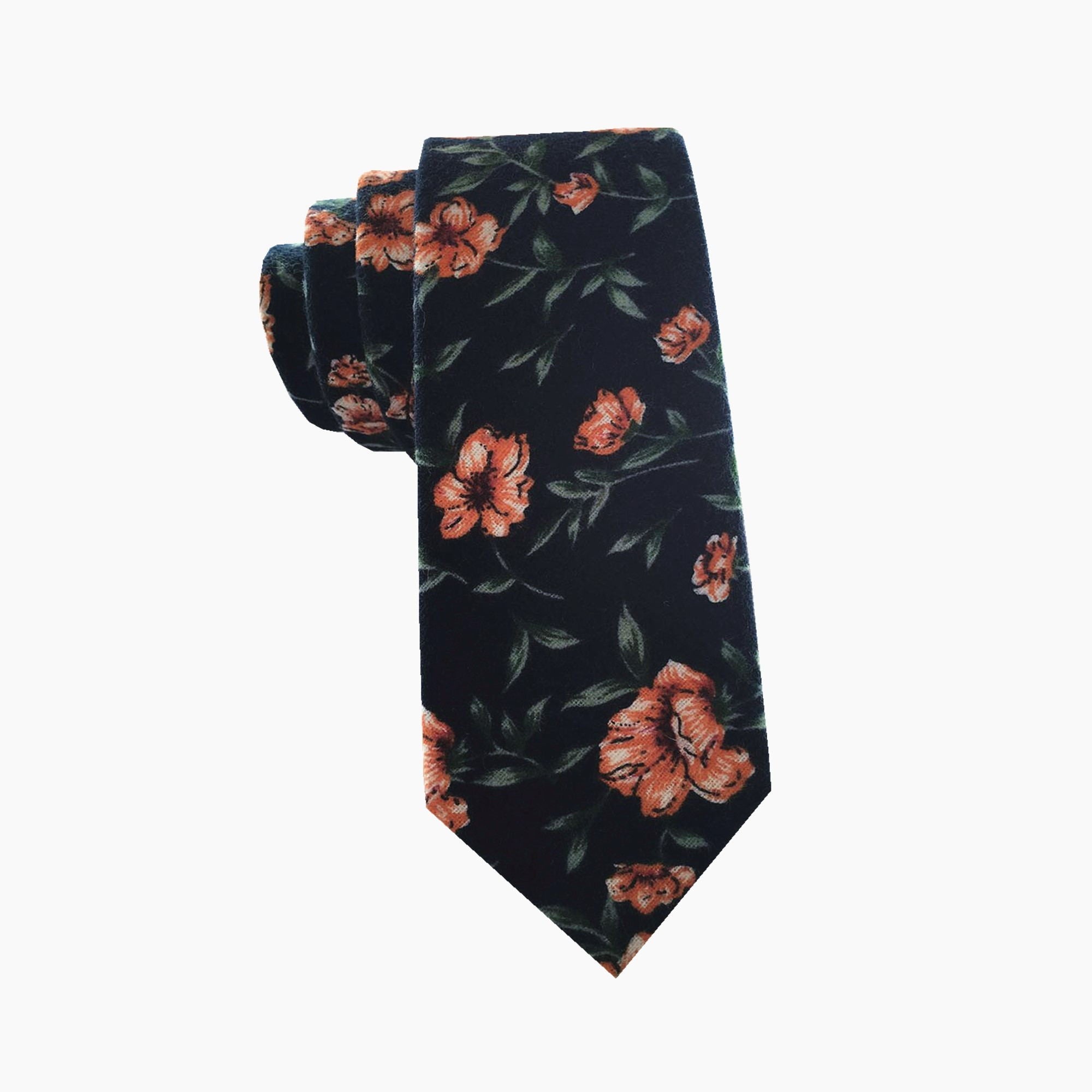 Midnight Orange Floral Necktie