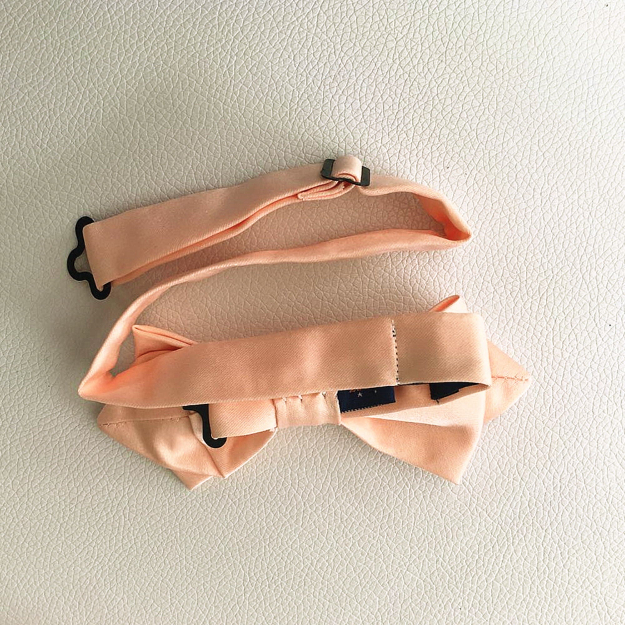 Peach Satin Pre-tied Diamond Bow Tie