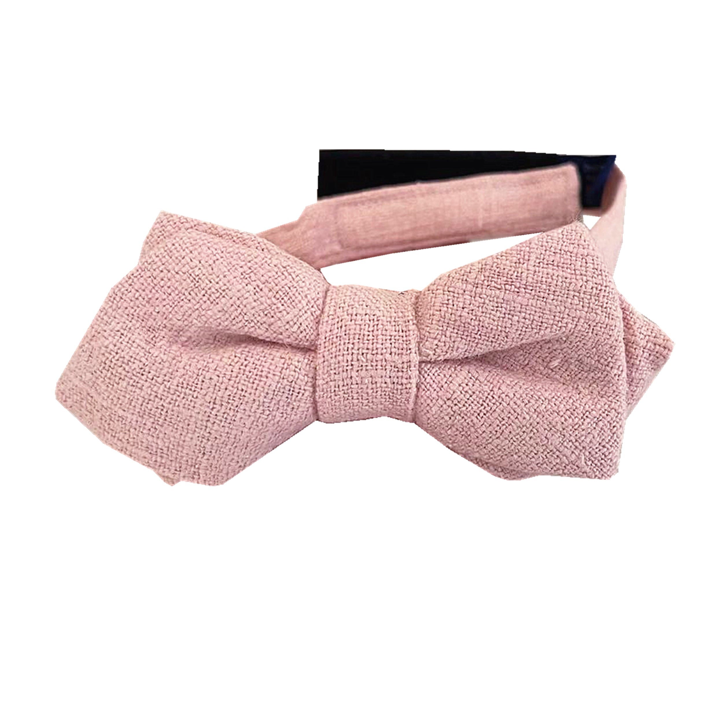 Blush Pink Linen Kids Diamond Bow Tie