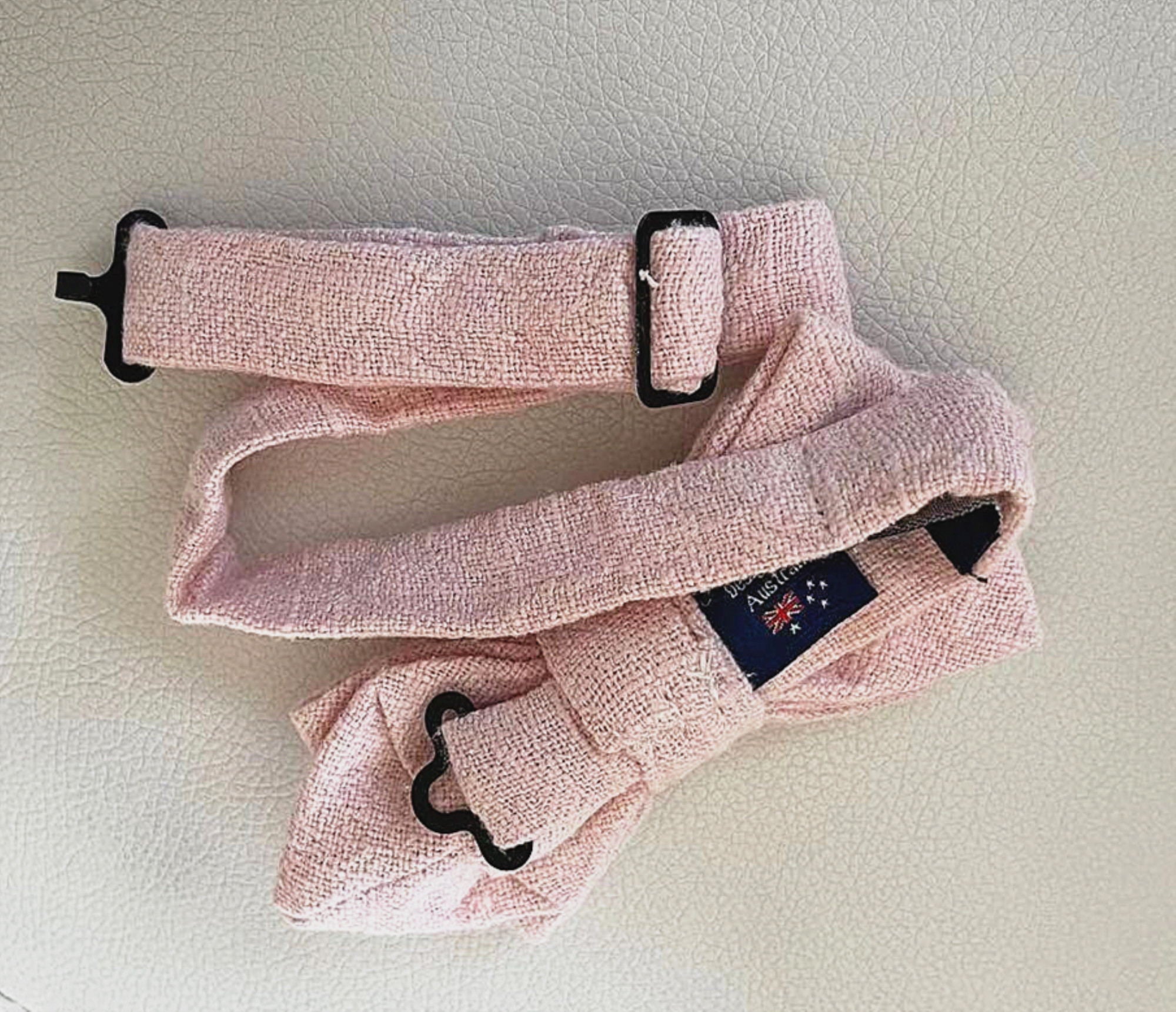 Blush Pink Linen Pre-tied Diamond Bow Tie