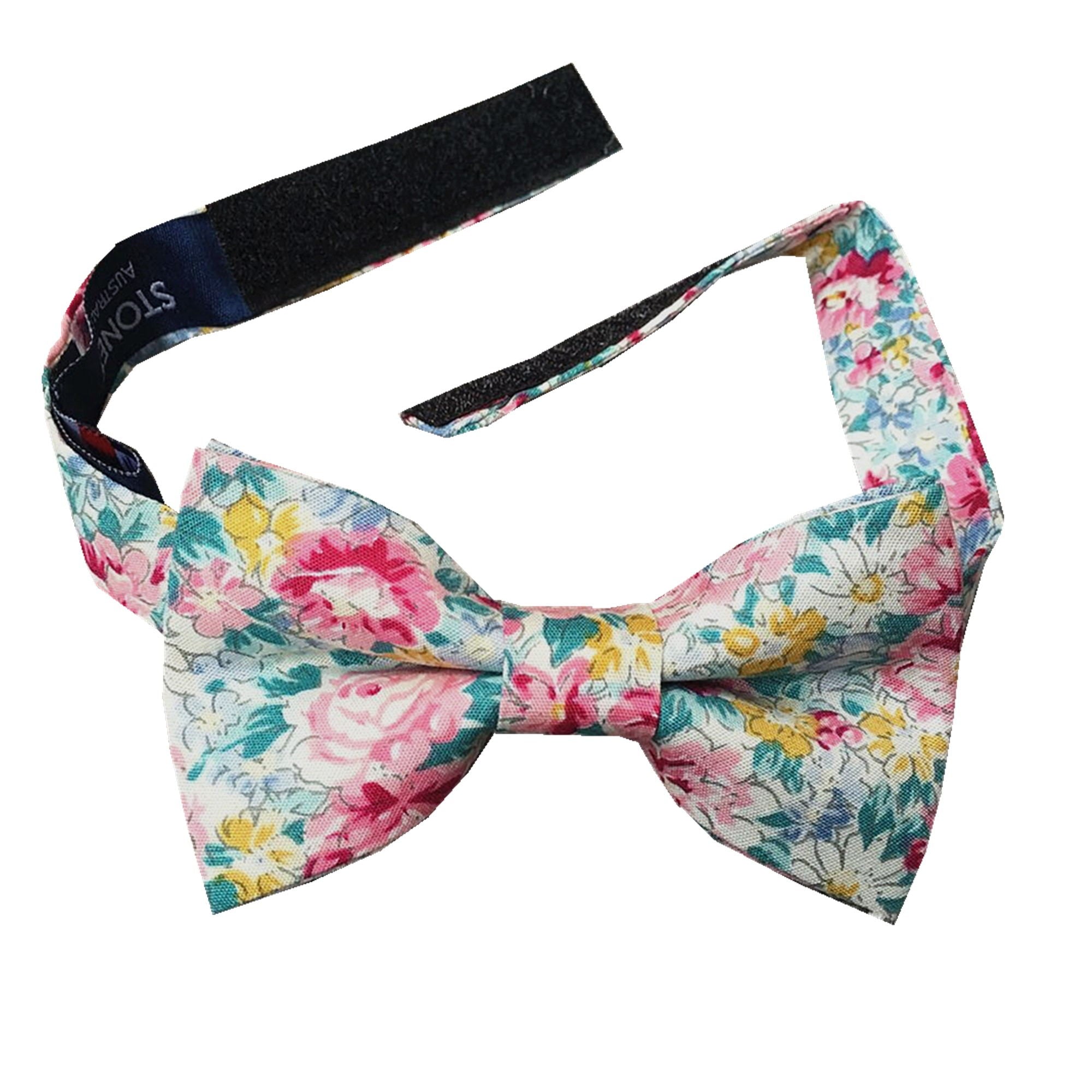 Pink White Floral Kids Bow Tie