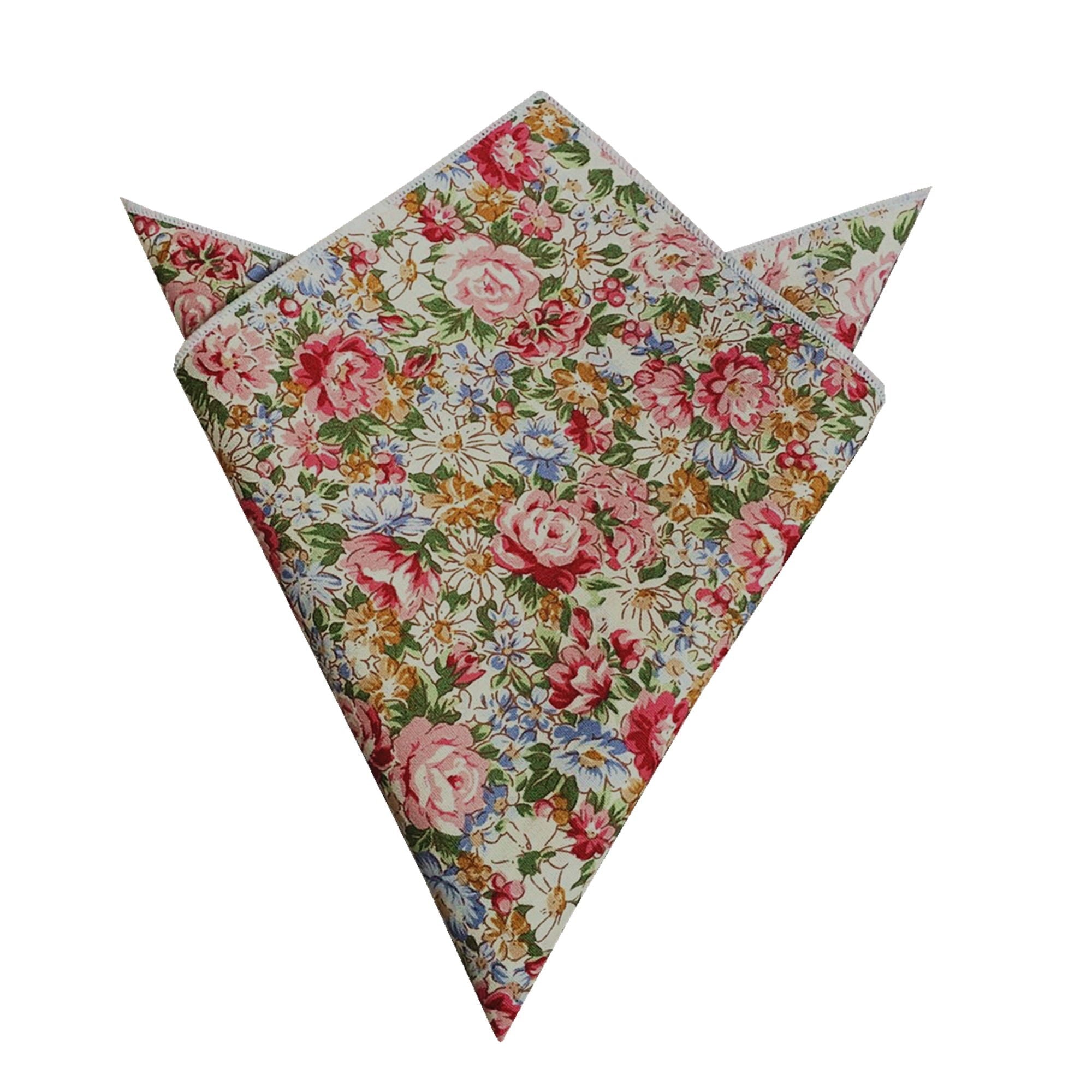 Rose Floral Cotton Pocket Square