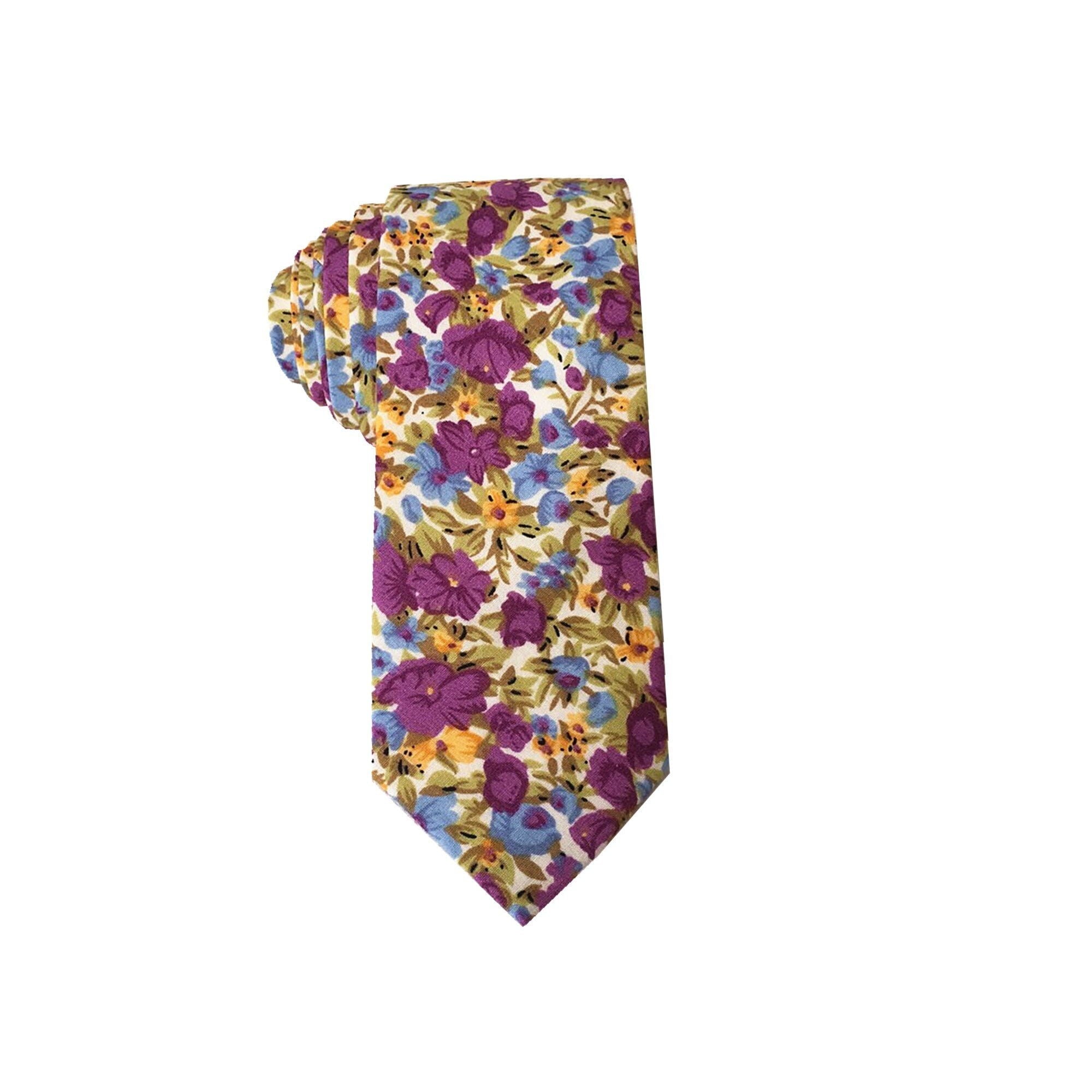 Plum Purple Floral Necktie