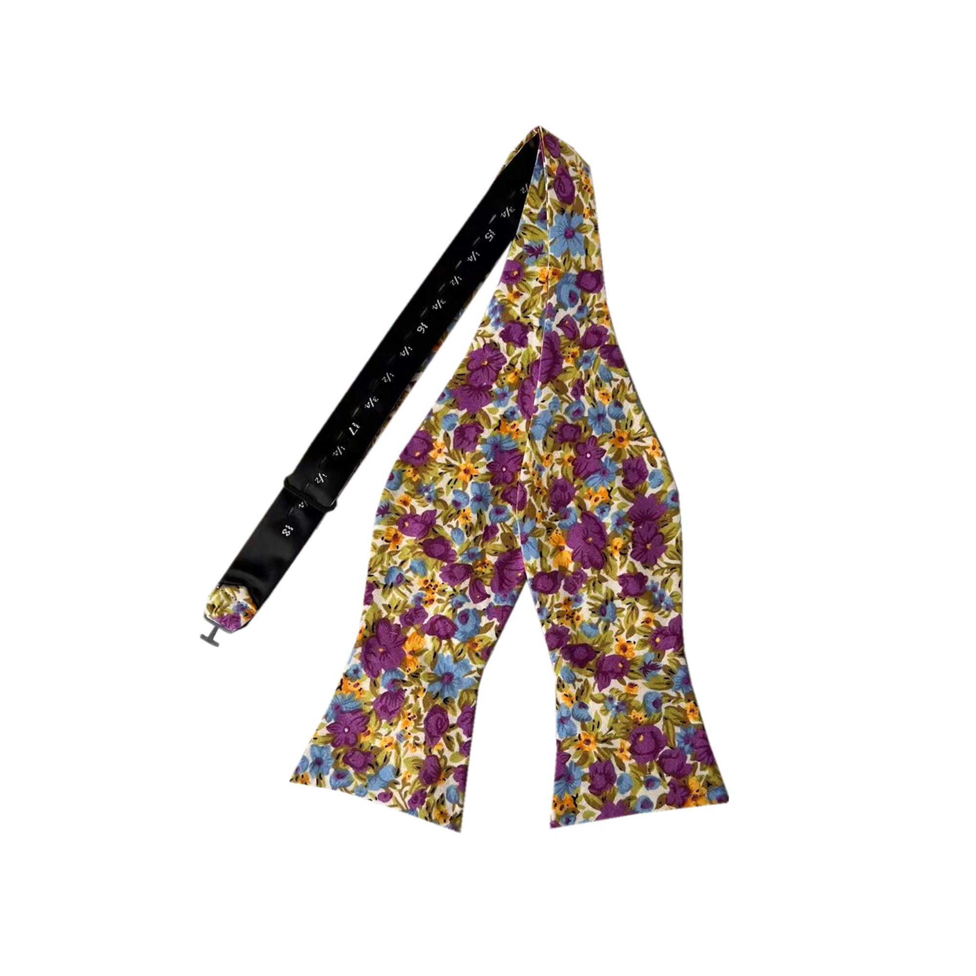 Plum Purple Floral Self-tied Bow Tie