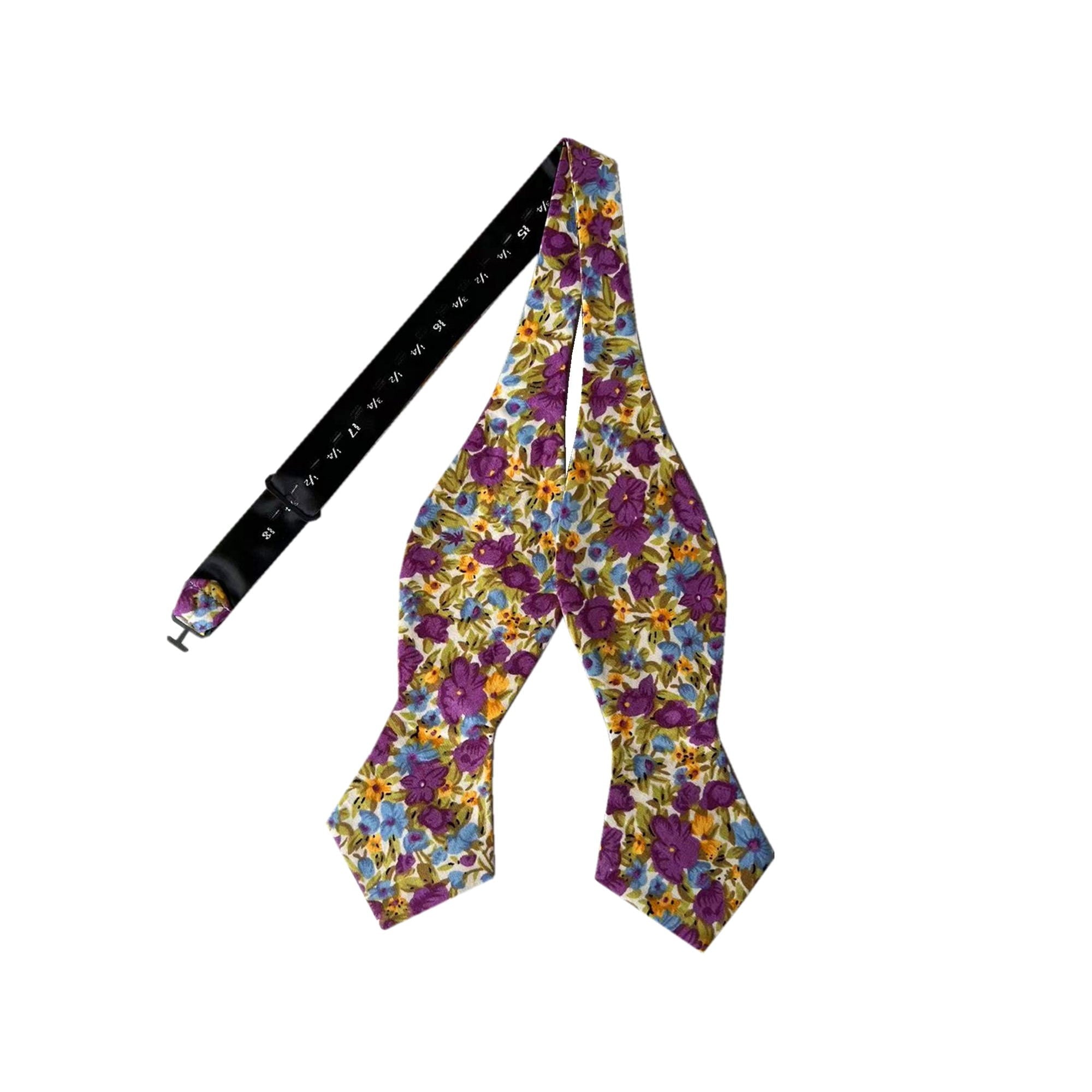 Plum Purple Floral Self-tied Diamond Bow Tie