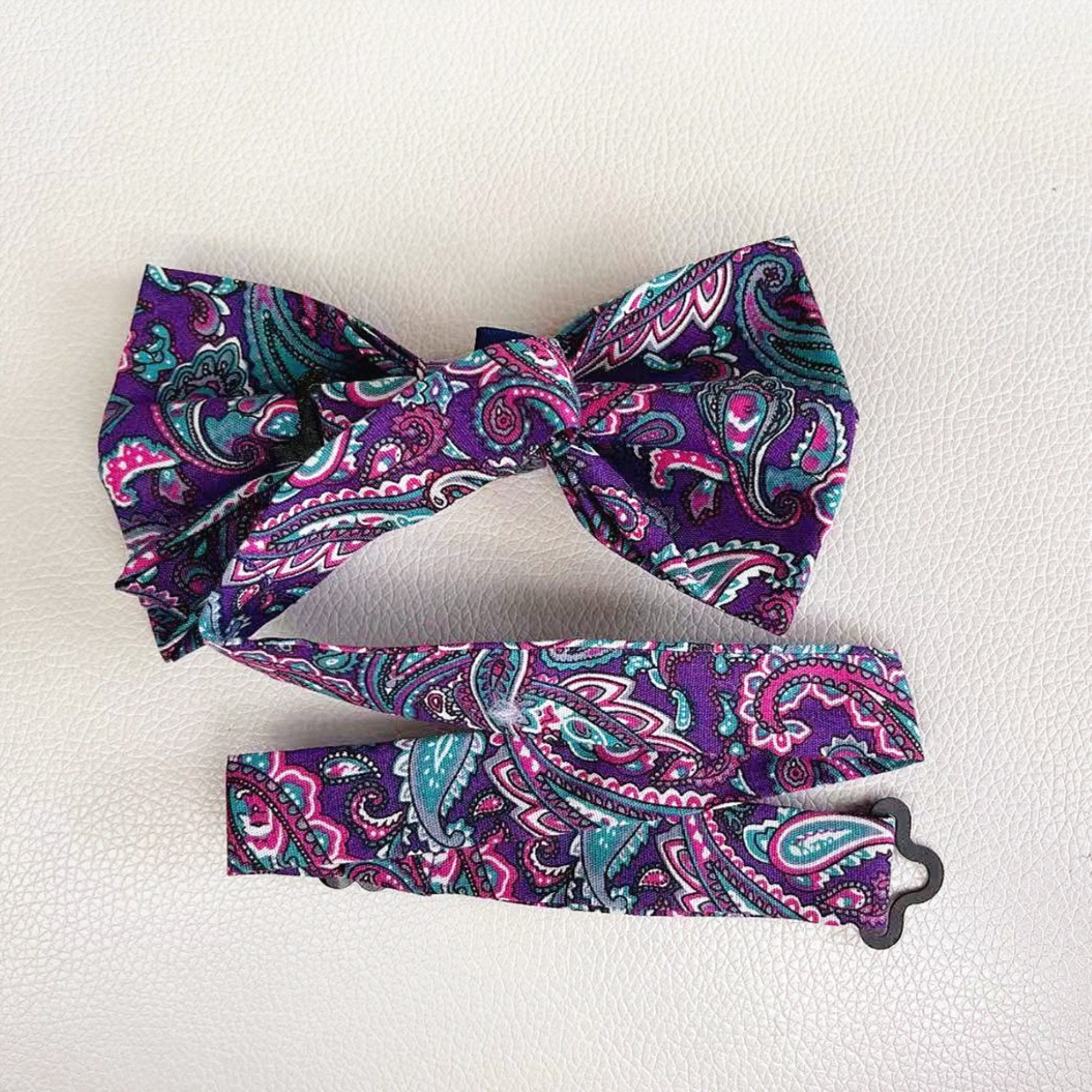 Purple Paisley Cotton Pre-tied Bow Tie