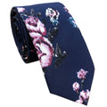 Midnight with Lilac Rose Floral Skinny Tie