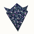 Navy with Green String Purple Floral Pocket Square