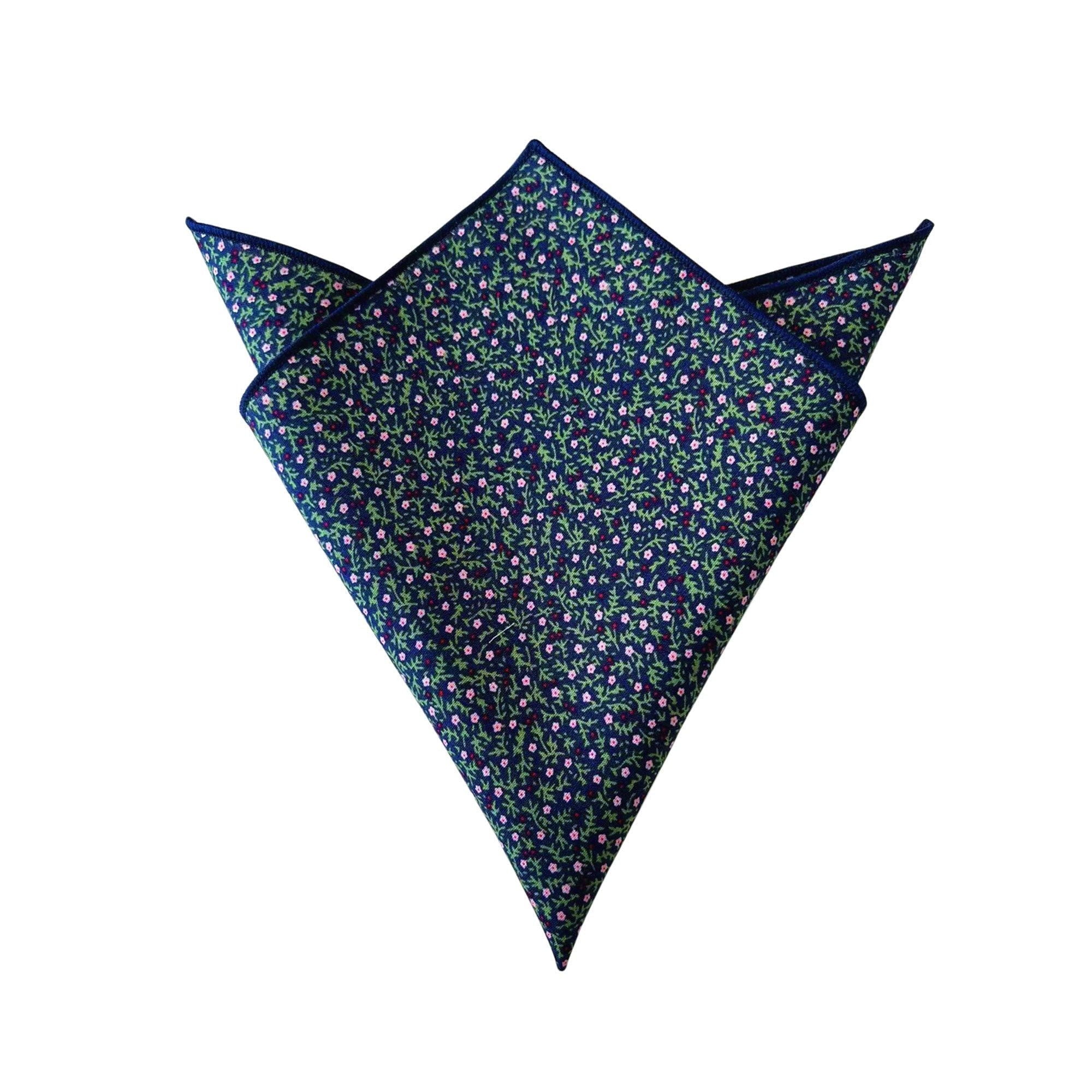 Midnight Blue Floral Pocket Square