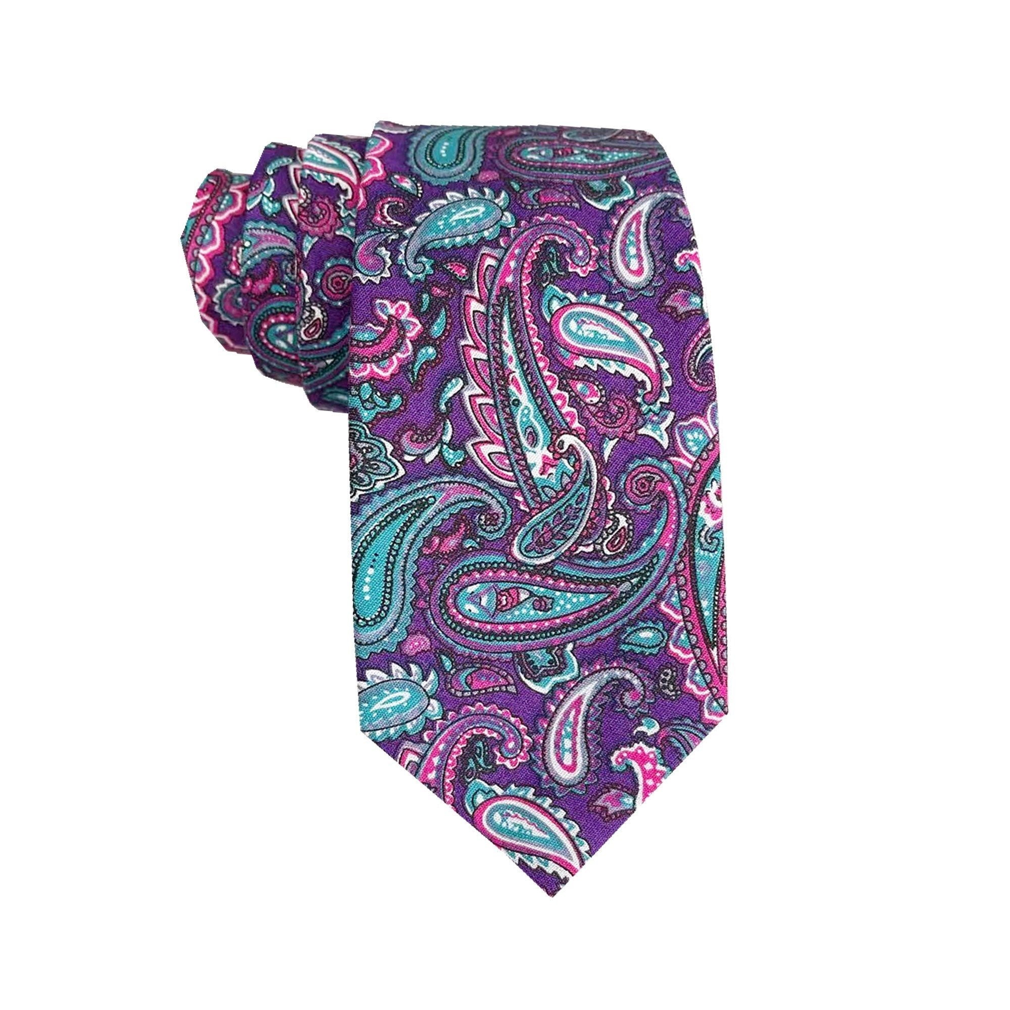 Purple Paisley Cotton Necktie