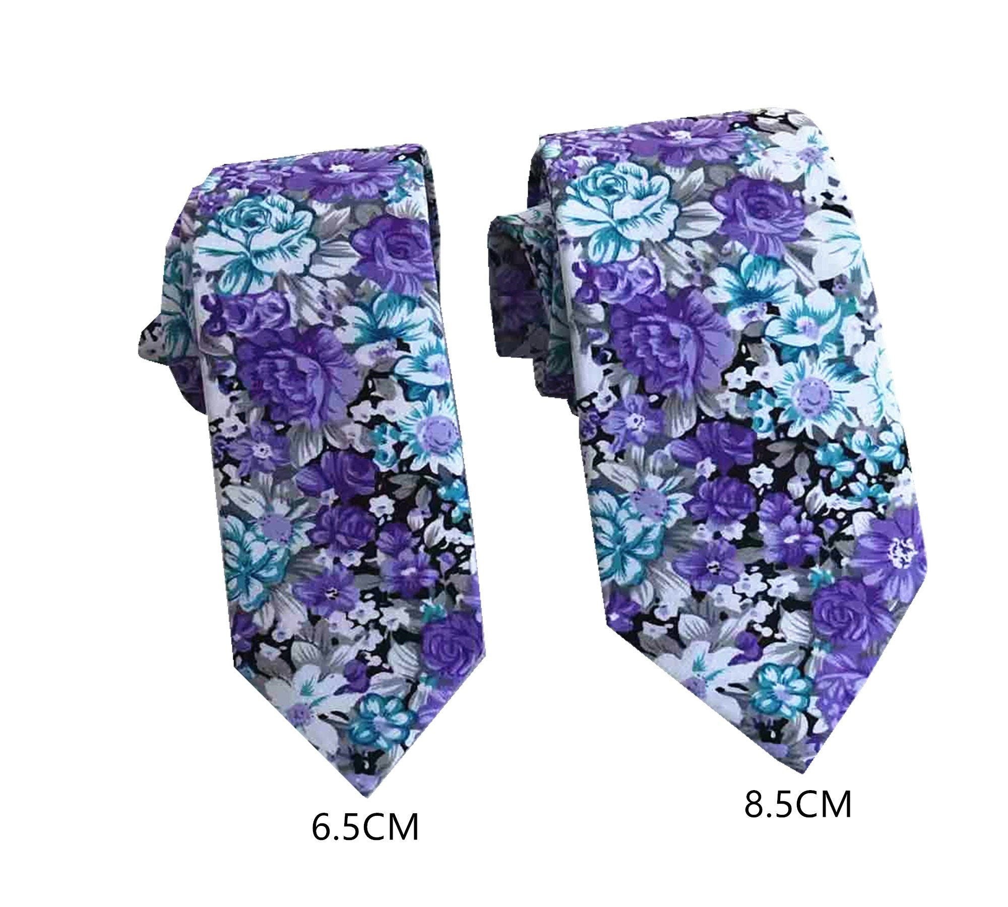 Purple Teal Green Floral Necktie