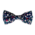 White Red Floral On Navy Blue Pre-tied Bow Tie