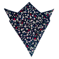 White Red Floral On Navy Blue Pocket Square