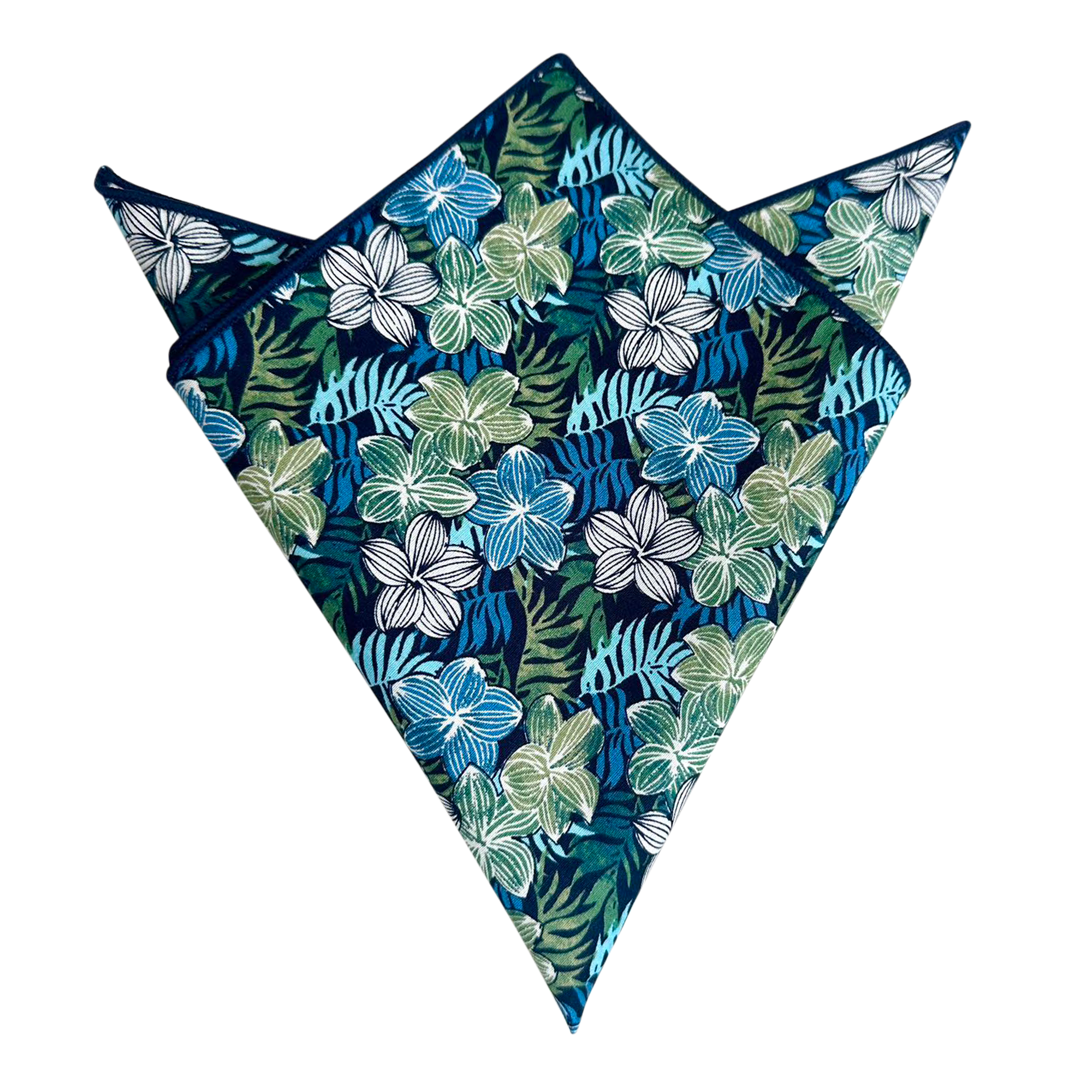 Midnight Sage Tropical Floral Pocket Square