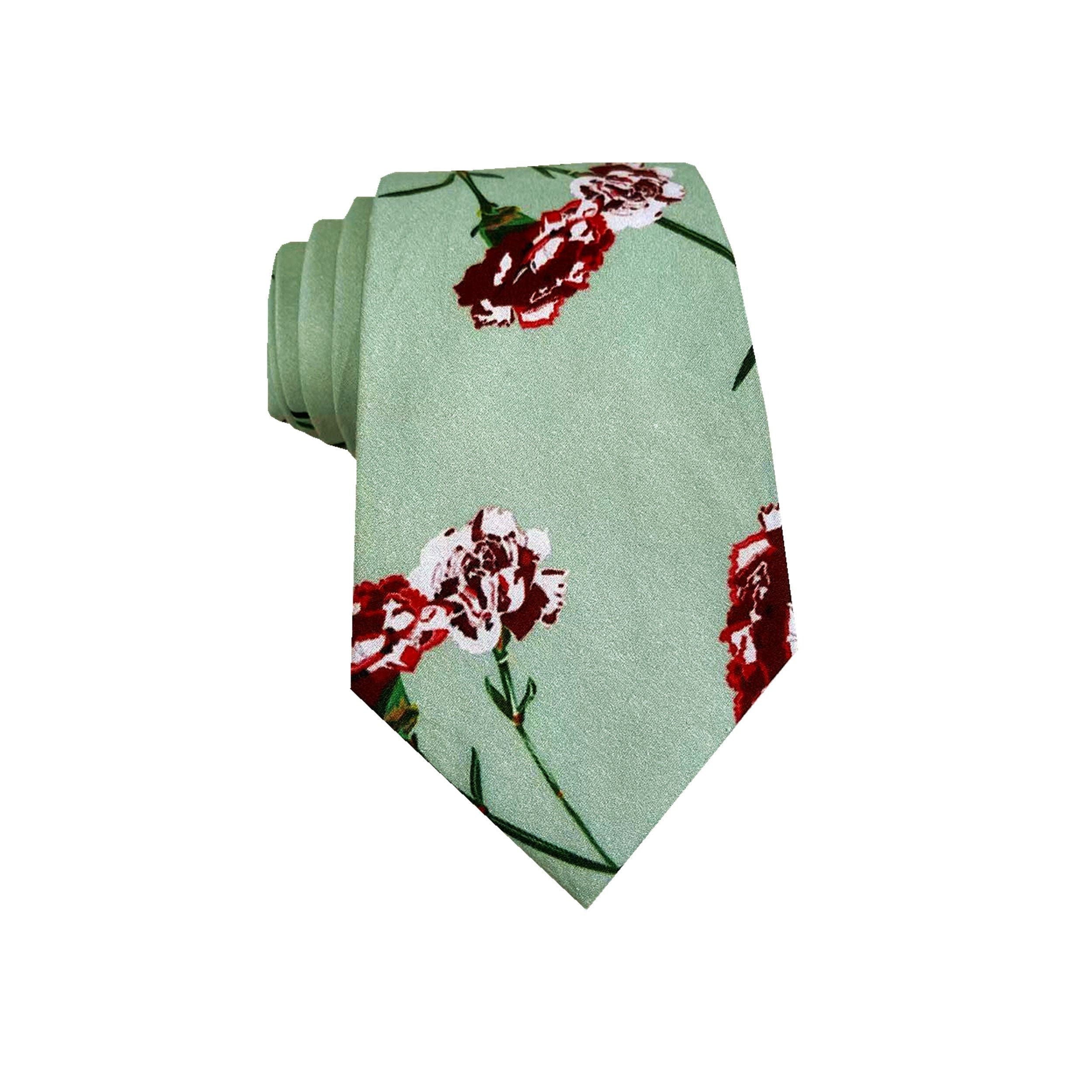 Sage Green Floral Necktie