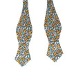 White Yellow Floral Self-tied Tip Bow Tie