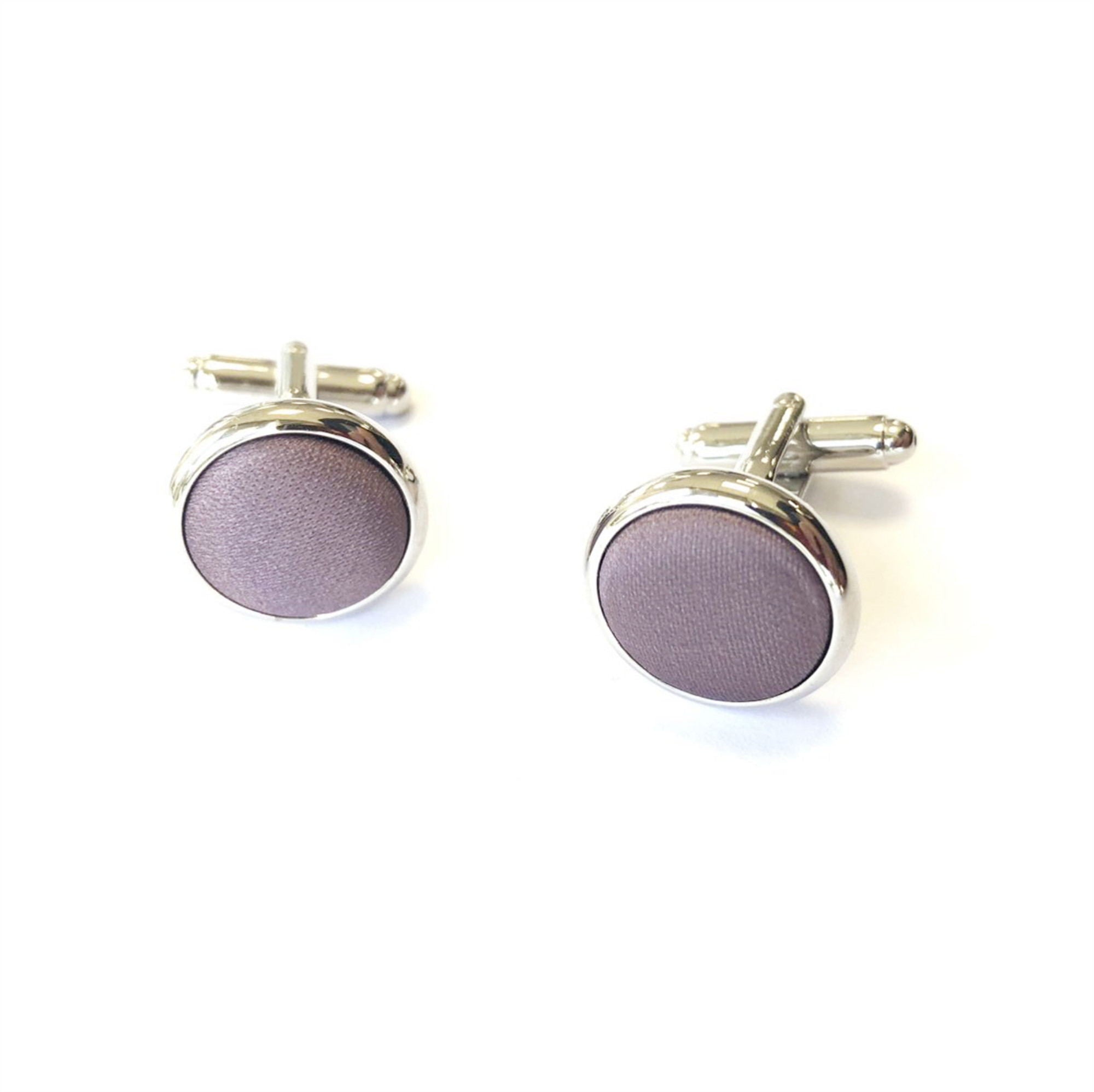 Dusk Dusty Purple Satin Silver Cufflinks