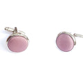 Vintage Mauve Satin Silver Cufflinks