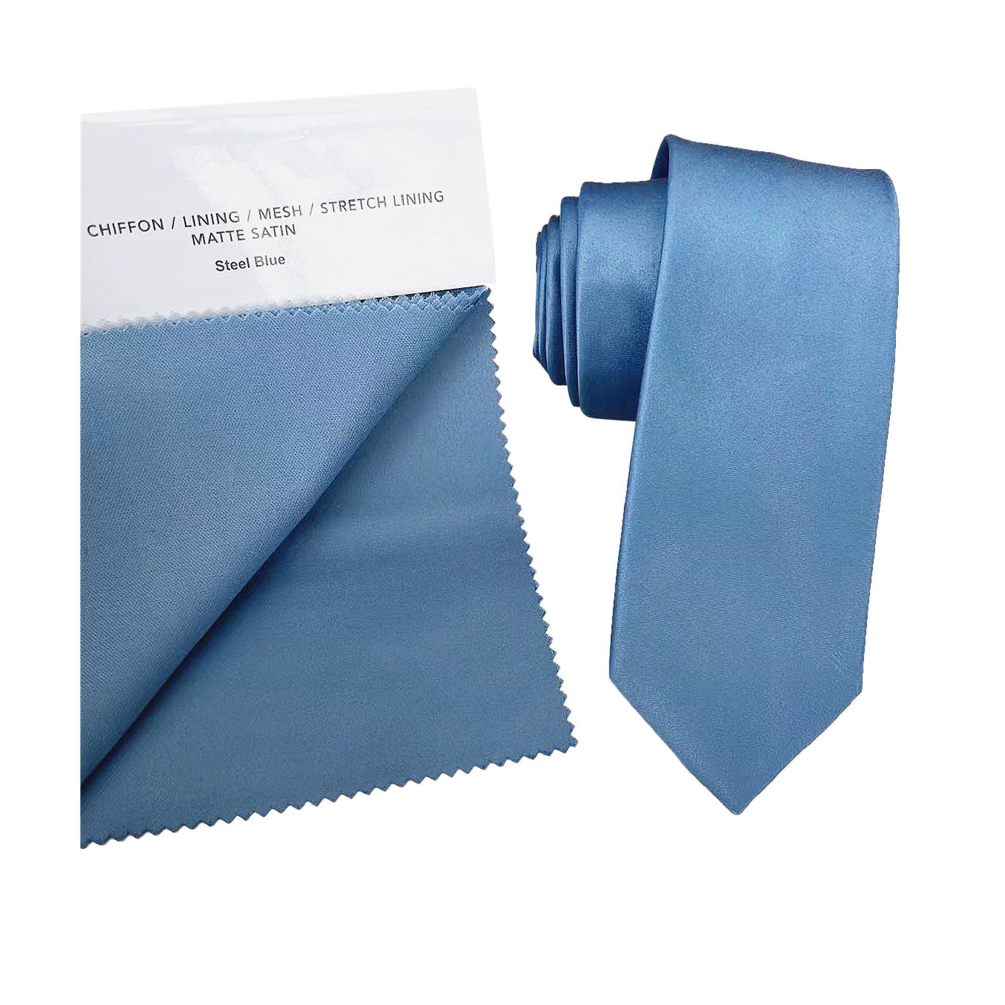 Steel Blue Satin Skinny Tie