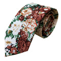 Rust Brown Green Floral Necktie