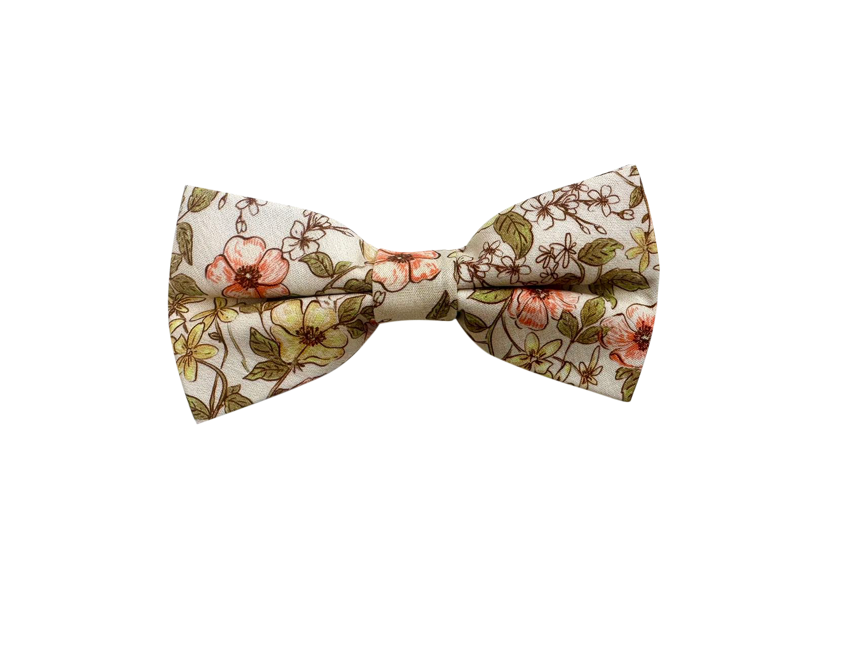Tan Sage Green Floral Pre-tied Bow Tie