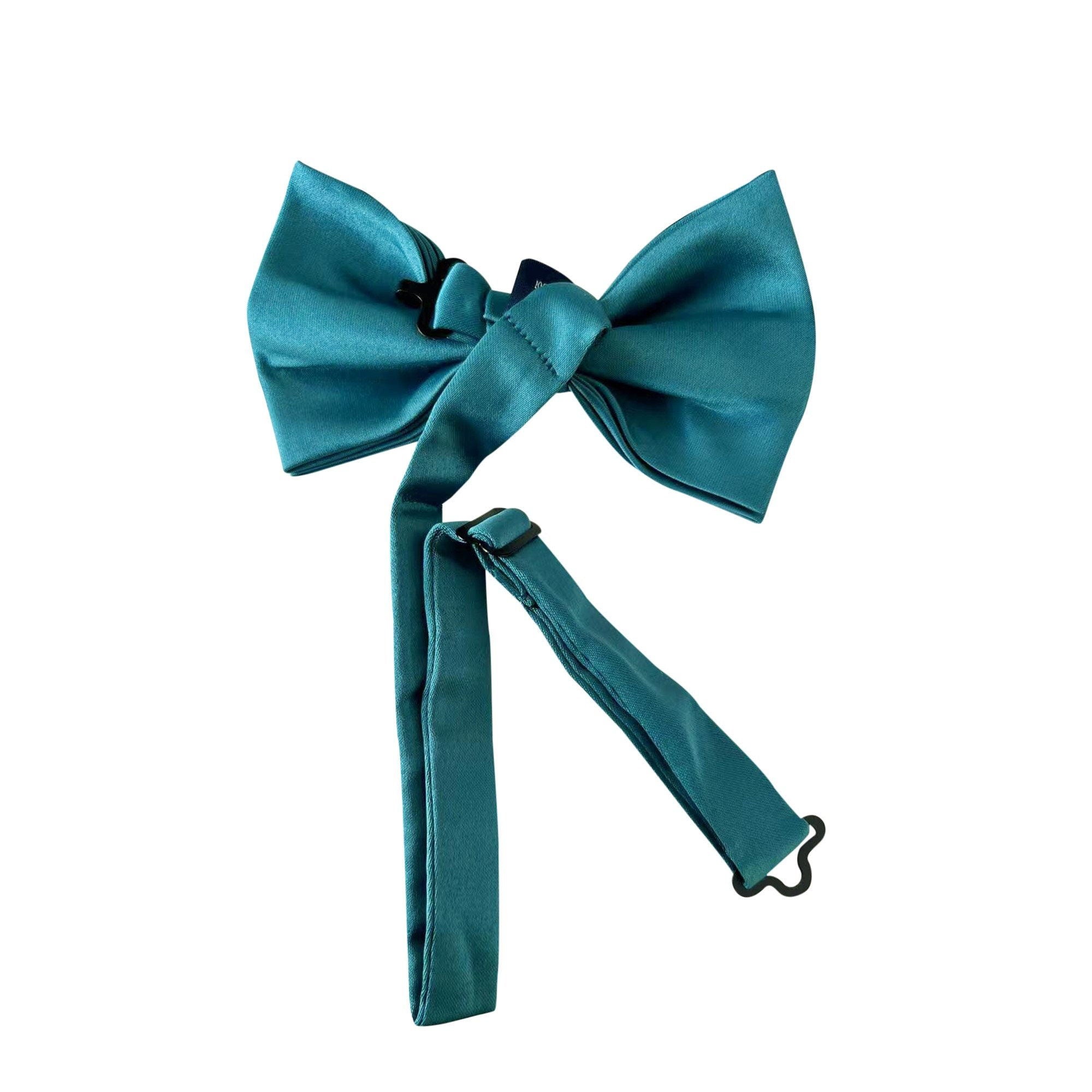Teal Blue Satin Pre-tied Bow Tie