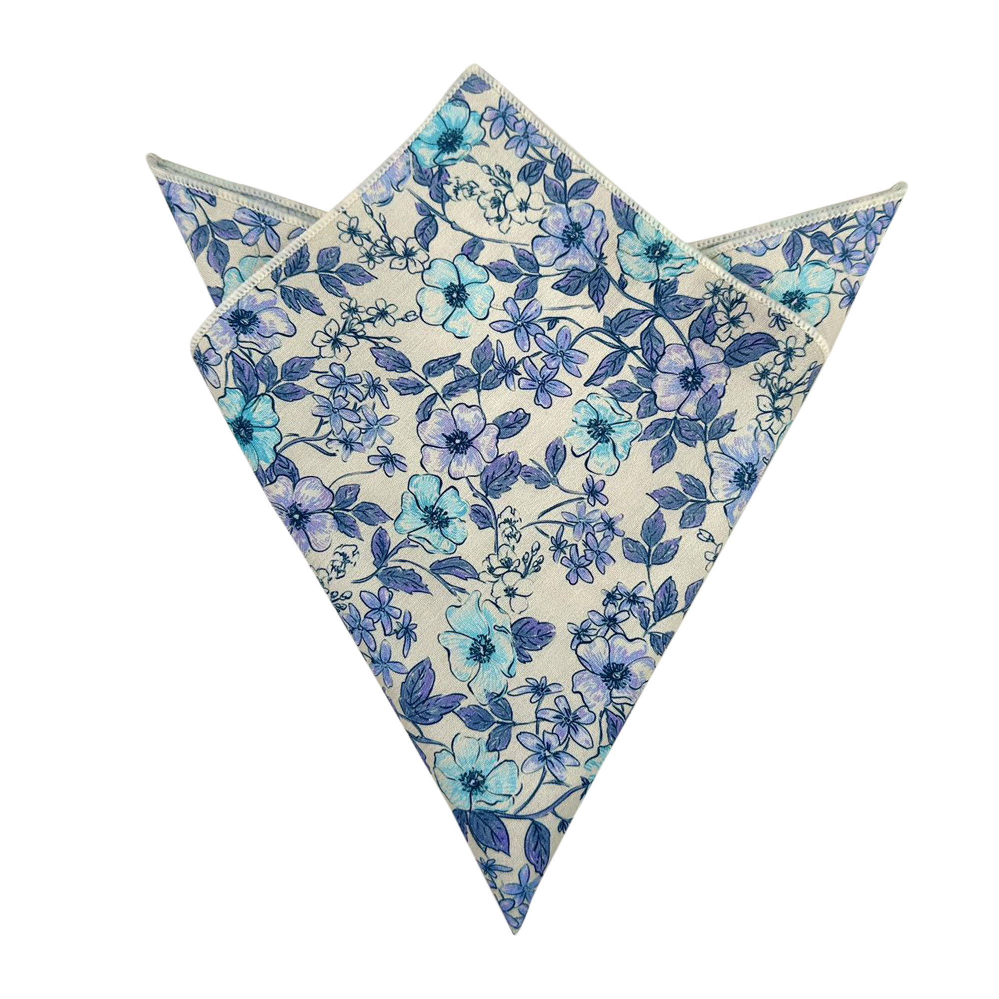 Teal Blue And Purple Floral Pocket Square