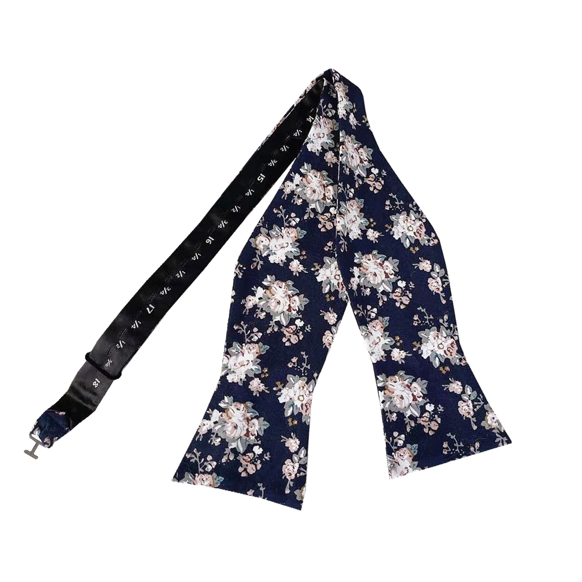 Midnight White Floral Self-tied Bow tie