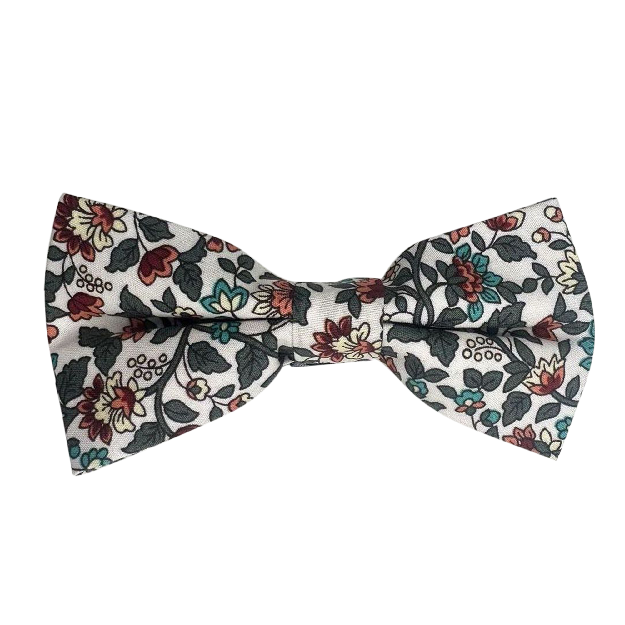 White Red Rose Floral Pre-tied Bow Tie