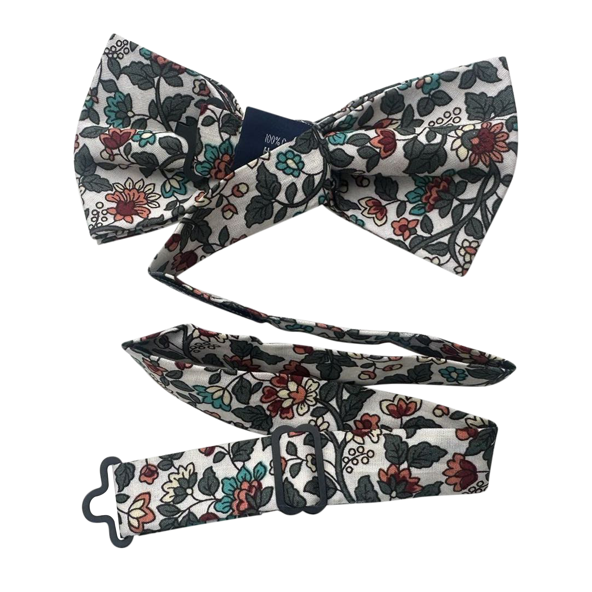 White Red Rose Floral Pre-tied Bow Tie