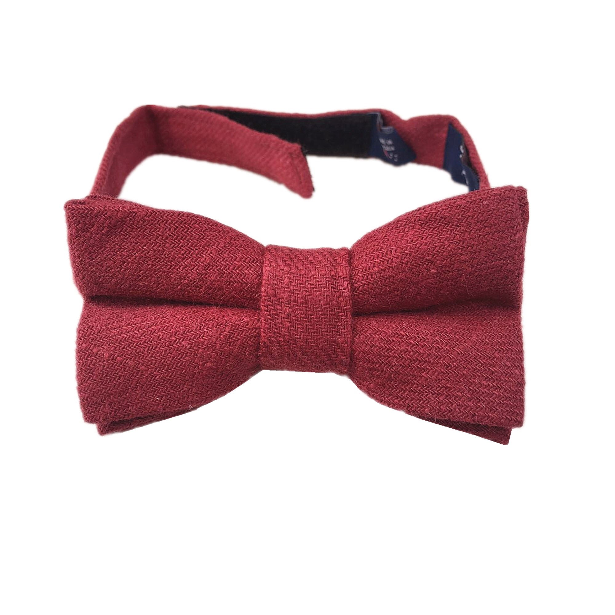Merlot Burgundy Linen Kids Bow Tie