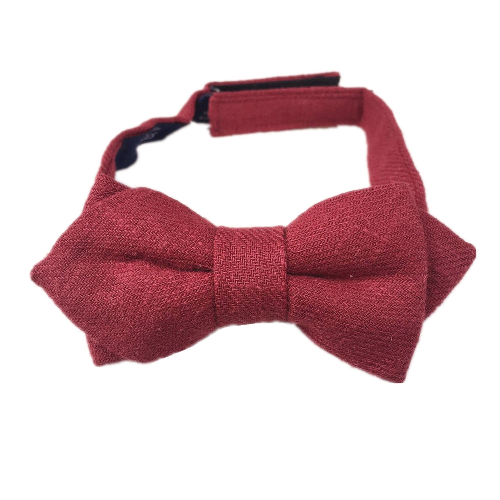 Merlot Burgundy Linen Kids Diamond Bow Tie